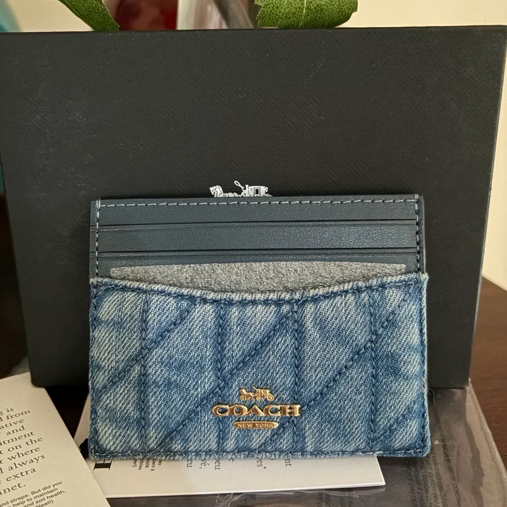 NWT Coach Quilted Denim Slim ID Card Case - Picture 3 of 6